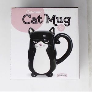 Kitty Cat Mug Ceramic Feline Cup New Black & White